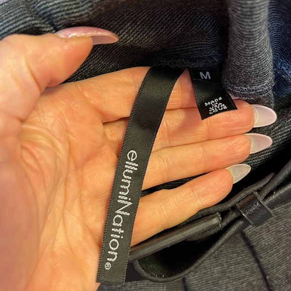 EllumiNation gray high low knit pleated skirt with sequence belt Size M - Picture 4 of 5